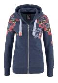 Marken-Kapuzen-Sweatjacke dunkelblau