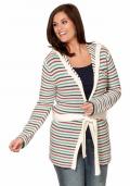 Marken-Kapuzenstrickjacke beige-bunt