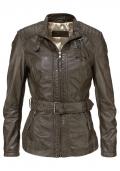 Marken-Lammnappalederjacke taupe