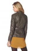 Marken-Lammnappalederjacke taupe