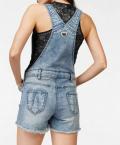 Marken-Latzjeans-Shorts blau-used