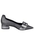 Marken-Leder-Pumps silberfarben