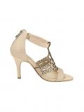 Marken-Leder-Sandalette beige