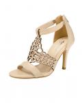 Marken-Leder-Sandalette beige