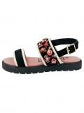 Marken-Leder-Sandalette mit Blüten schwarz