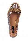 Marken-Leder-Slingpumps camel-silberfarben