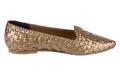 Marken-Leder-Slipper goldfarben