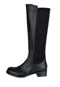 Marken-Leder-Stretchstiefel schwarz