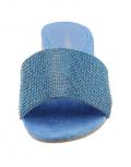 Marken-Lederpantolette mitStrass blau