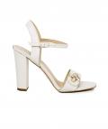 Marken-Ledersandalette offwhite