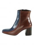 Marken-Lederstiefelette cognac-marine