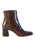 Marken-Lederstiefelette cognac-marine