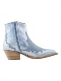 Marken-Lederstifelette hellblau-metallic