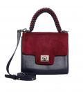 Marken-Ledertasche bordeaux-marine