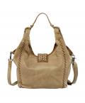 Marken-Ledertasche braun-beige