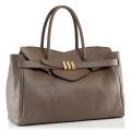 Marken-Ledertasche taupe