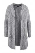 Marken-Longstrickjacke grau