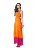 Marken-Maxikleid orange-pink Größe 36