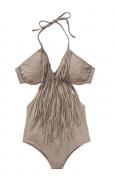 Marken-Monokini taupe