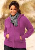 Marken-Outdoorstrickjacke himbeere Größe 52