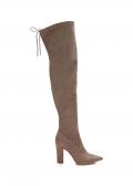 Marken-Overkneestiefel beige