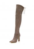 Marken-Overkneestiefel beige