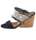 Marken-Pantolette blau-beige