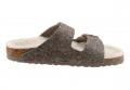 Marken-Pantolette mit Wolle taupe