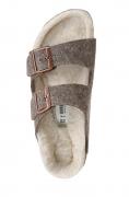 Marken-Pantolette mit Wolle taupe