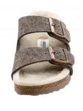 Marken-Pantolette mit Wolle taupe