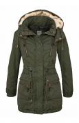 Marken-Parka mit Webpelz khaki