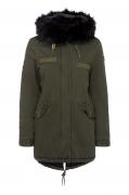 Marken-Parka mitWebpelz khaki