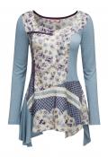 Marken-Patchshirt blau-ecru