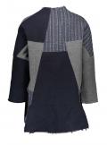 Marken-Patchwork-Cardigan blau-grau