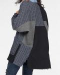 Marken-Patchwork-Cardigan blau-grau