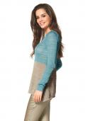 Marken-Pullover aqua-beige