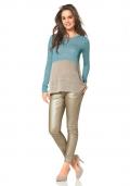 Marken-Pullover aqua-beige