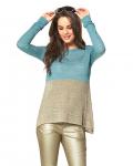 Marken-Pullover aqua-beige