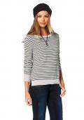 Marken-Pullover blau-ecru gestreift