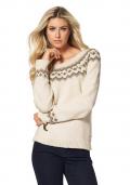 Marken-Pullover ecru-beige