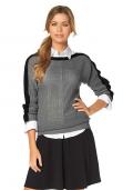 Marken-Pullover grau-schwarz