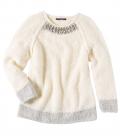 Marken-Pullover mit Strass creme