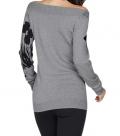 Marken-Pullover mit Strass grau Gr. M