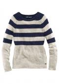 Marken-Pullover natur-marine gestreift