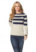 Marken-Pullover natur-marine gestreift