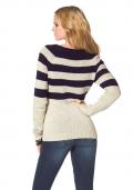 Marken-Pullover natur-marine gestreift