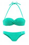 Marken-Push-up-Bandeau-Bikini türkis B-Cup