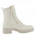 Marken-Rind-Lackleder-Stiefelette ecru