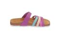 Marken-Rindleder-Pantolette fuchsia-bunt