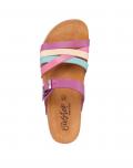 Marken-Rindleder-Pantolette fuchsia-bunt